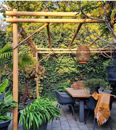 Bamboo Pergola with Coconut Husk Shade